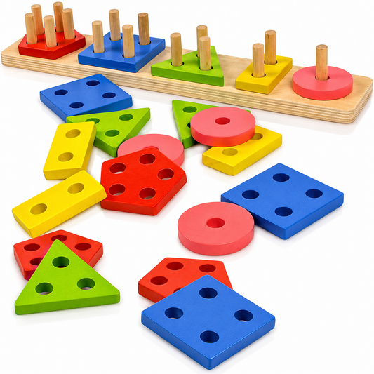 Lewo Wooden Shapes Puzzle Toddler Educational Learning Toy
