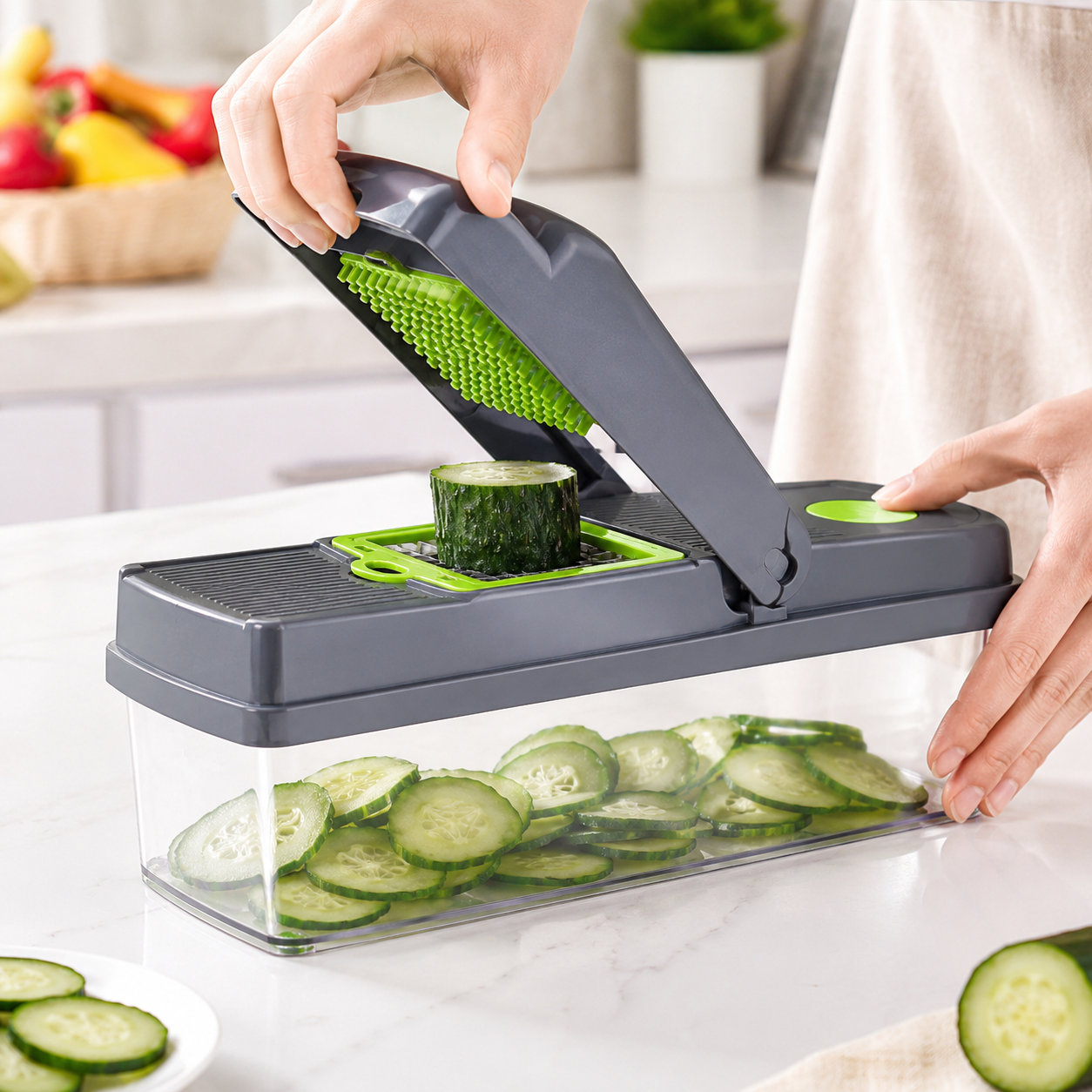 18 Pcs Manual Vegetable Chopper Food Slicer Dicer Grater with Handle