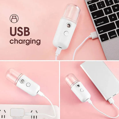 Portable Nano Facial Mist Sprayer – USB Rechargeable Face Humidifier &amp; Hydrating Beauty Device