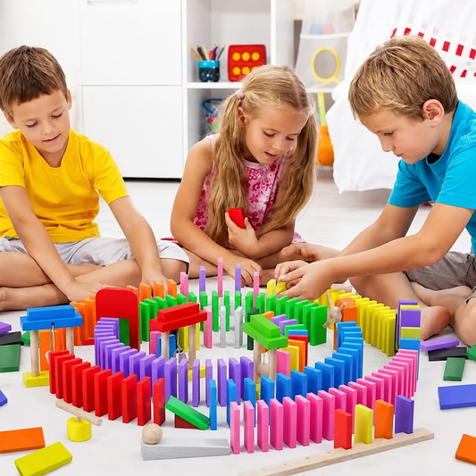 Wooden Color Domino Blocks Educational Toy for Kids