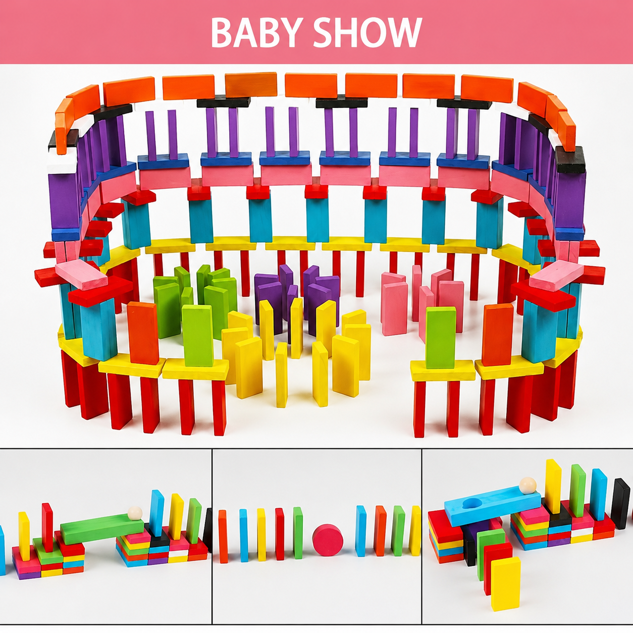 Wooden Color Domino Blocks Educational Toy for Kids