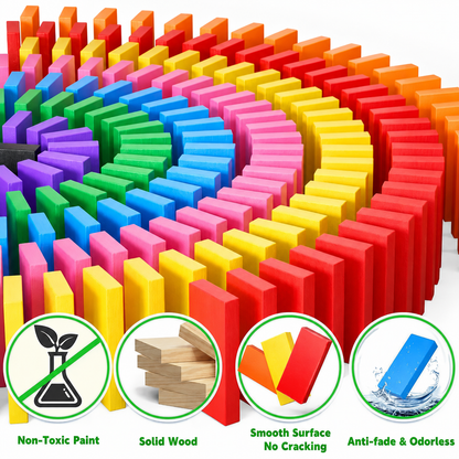 Wooden Color Domino Blocks Educational Toy for Kids
