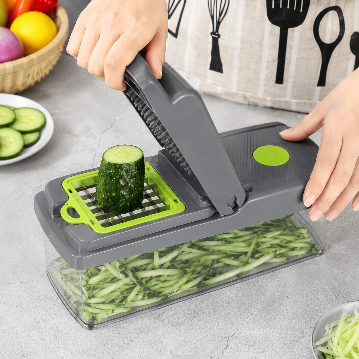18 Pcs Manual Vegetable Chopper Food Slicer Dicer Grater with Handle