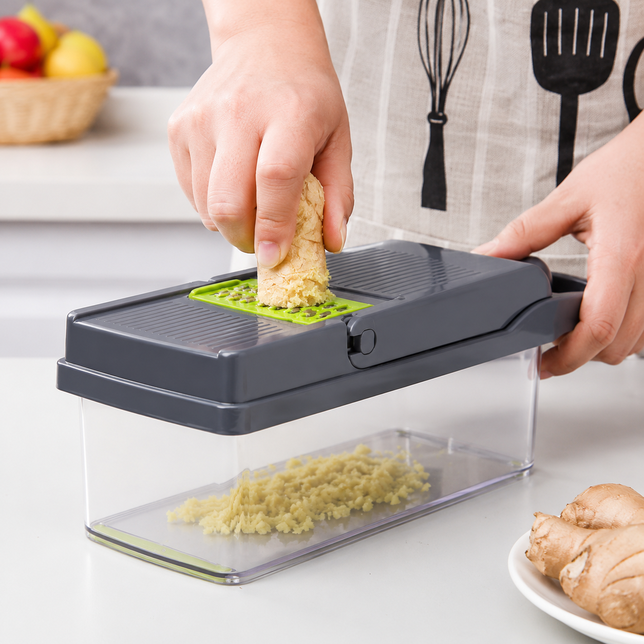 18 Pcs Manual Vegetable Chopper Food Slicer Dicer Grater with Handle