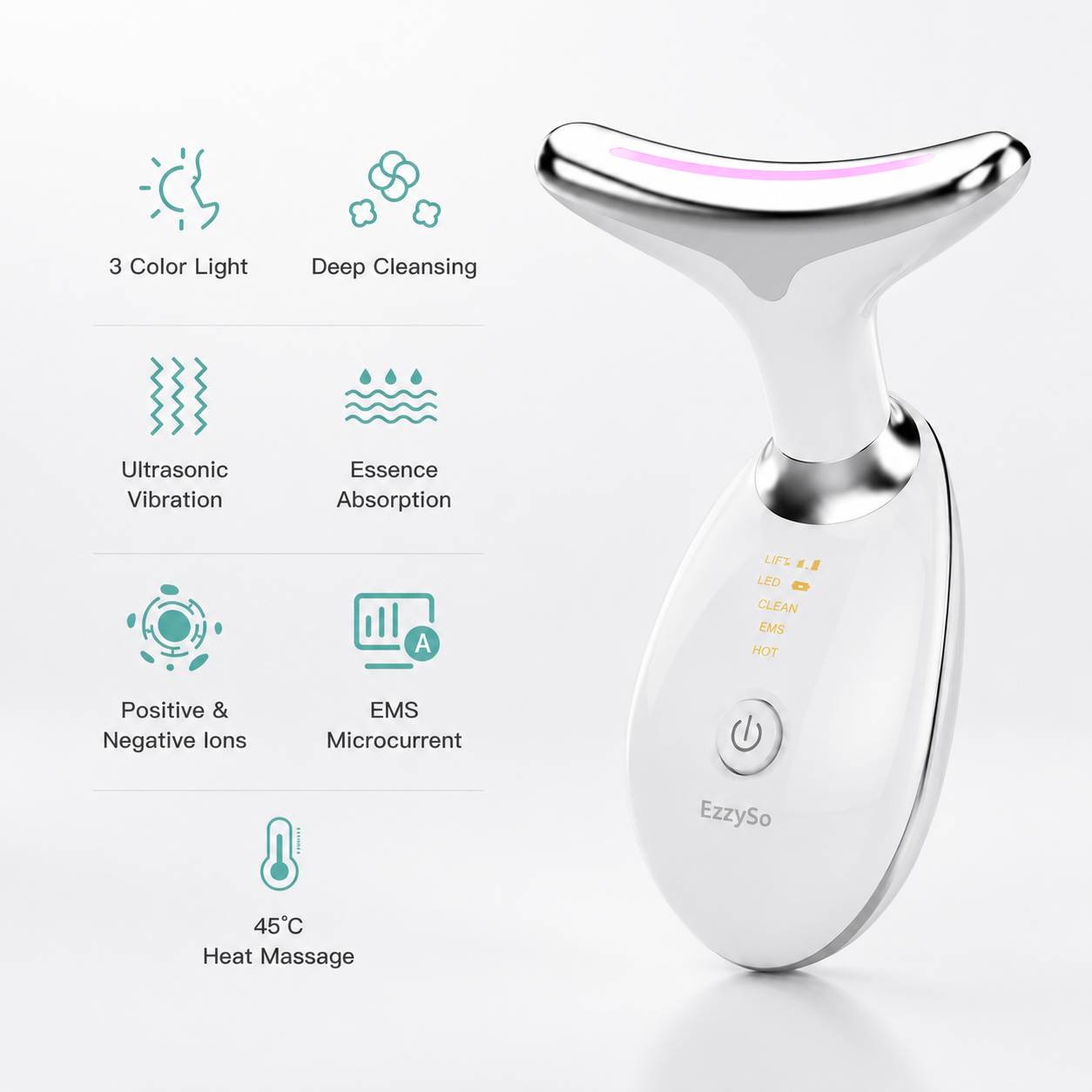 EMS Microcurrent Face & Neck Massager with LED Light