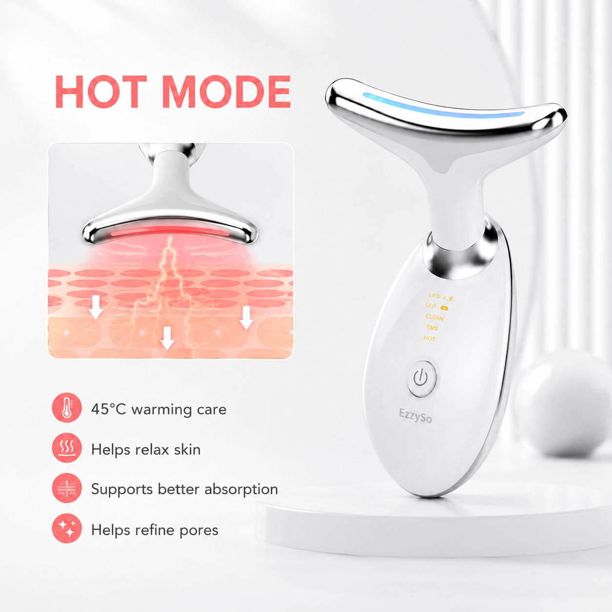 EMS Microcurrent Face & Neck Massager with LED Light