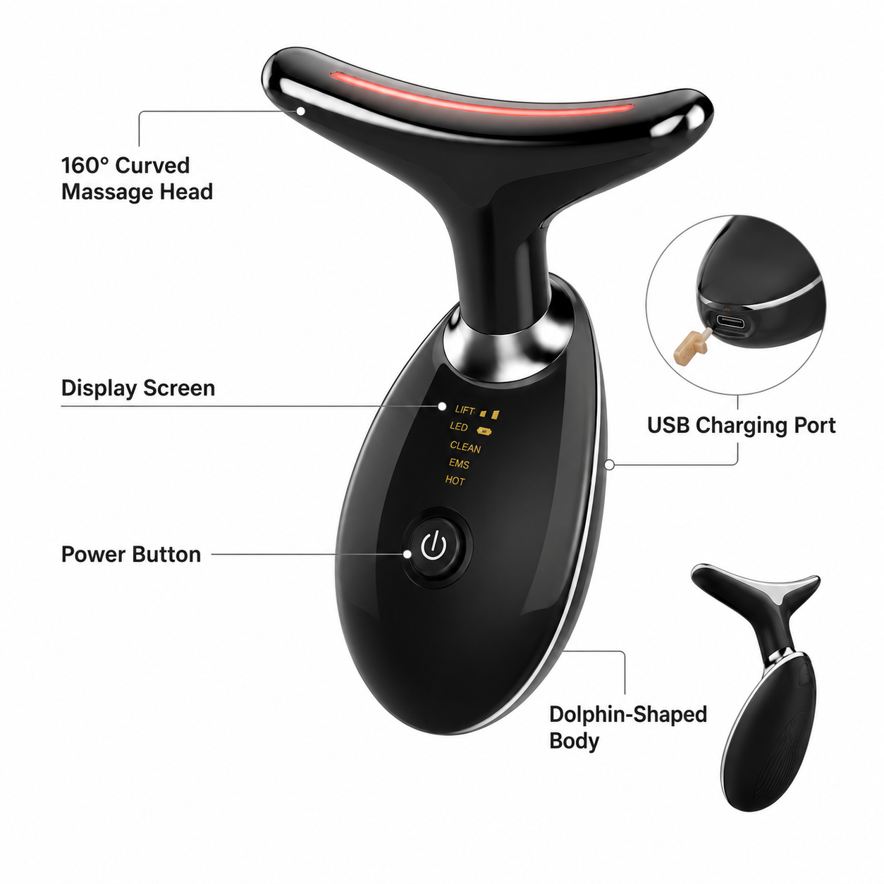 EMS Microcurrent Face & Neck Massager with LED Light