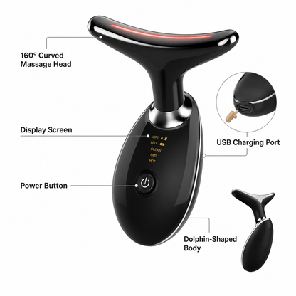 EMS Microcurrent Face & Neck Massager with LED Light
