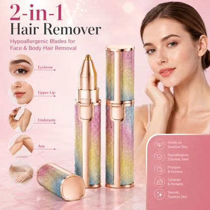 2-in-1 Rechargeable Eyebrow Trimmer & Facial Hair Remover for Women