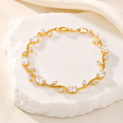 Blue Tulip Stainless Steel Bracelet for Women – Golden Base