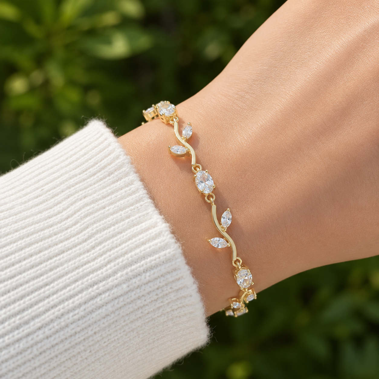 Blue Tulip Stainless Steel Bracelet for Women – Golden Base