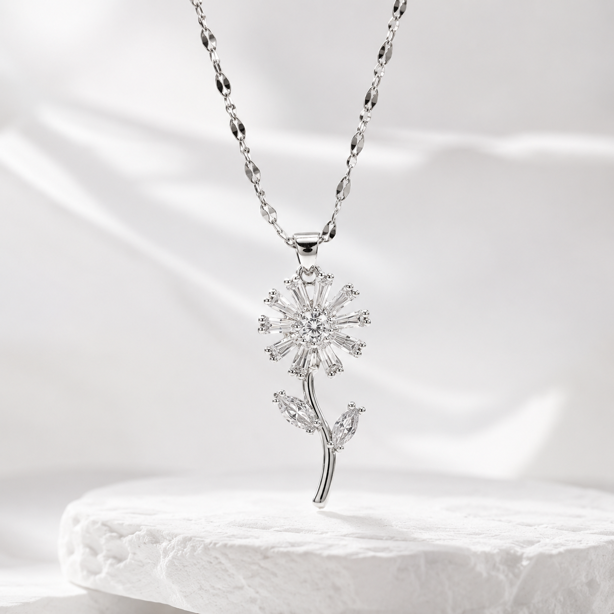Golden Flower Rotating Pendant Necklace for Women – QWJ-189