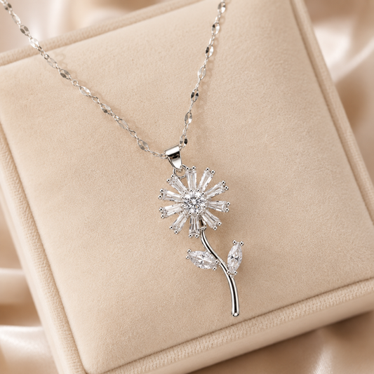 Golden Flower Rotating Pendant Necklace for Women – QWJ-189