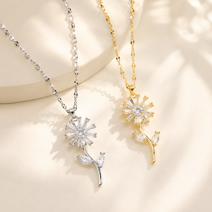 Golden Flower Rotating Pendant Necklace for Women – QWJ-189