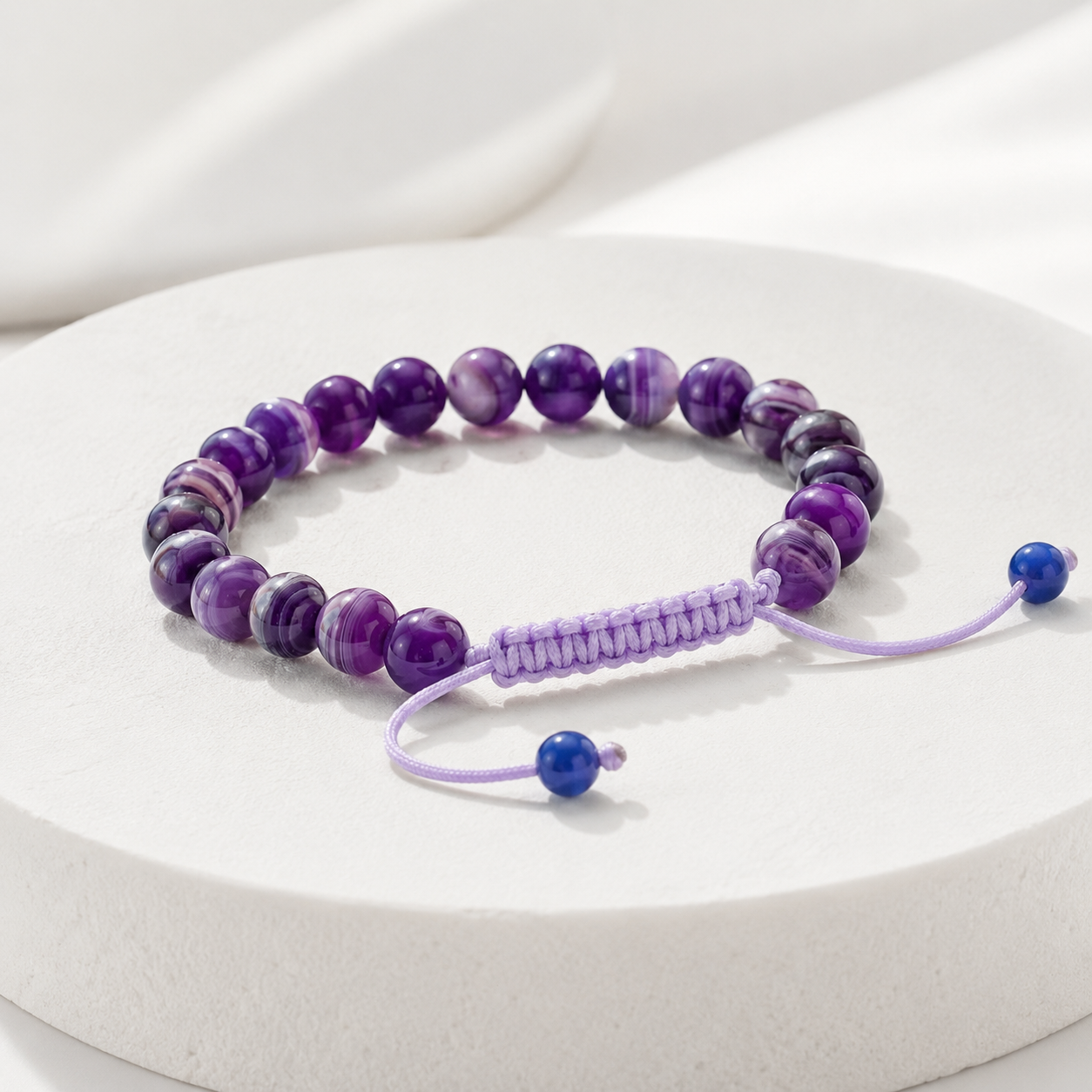 Natural Amethyst Stone Bracelet – Purple Crystal Stretch Wristband