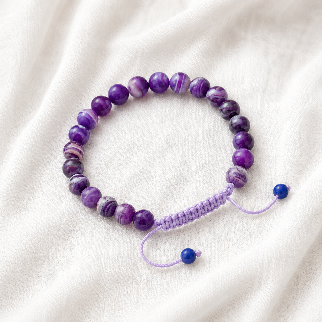 Natural Amethyst Stone Bracelet – Purple Crystal Stretch Wristband