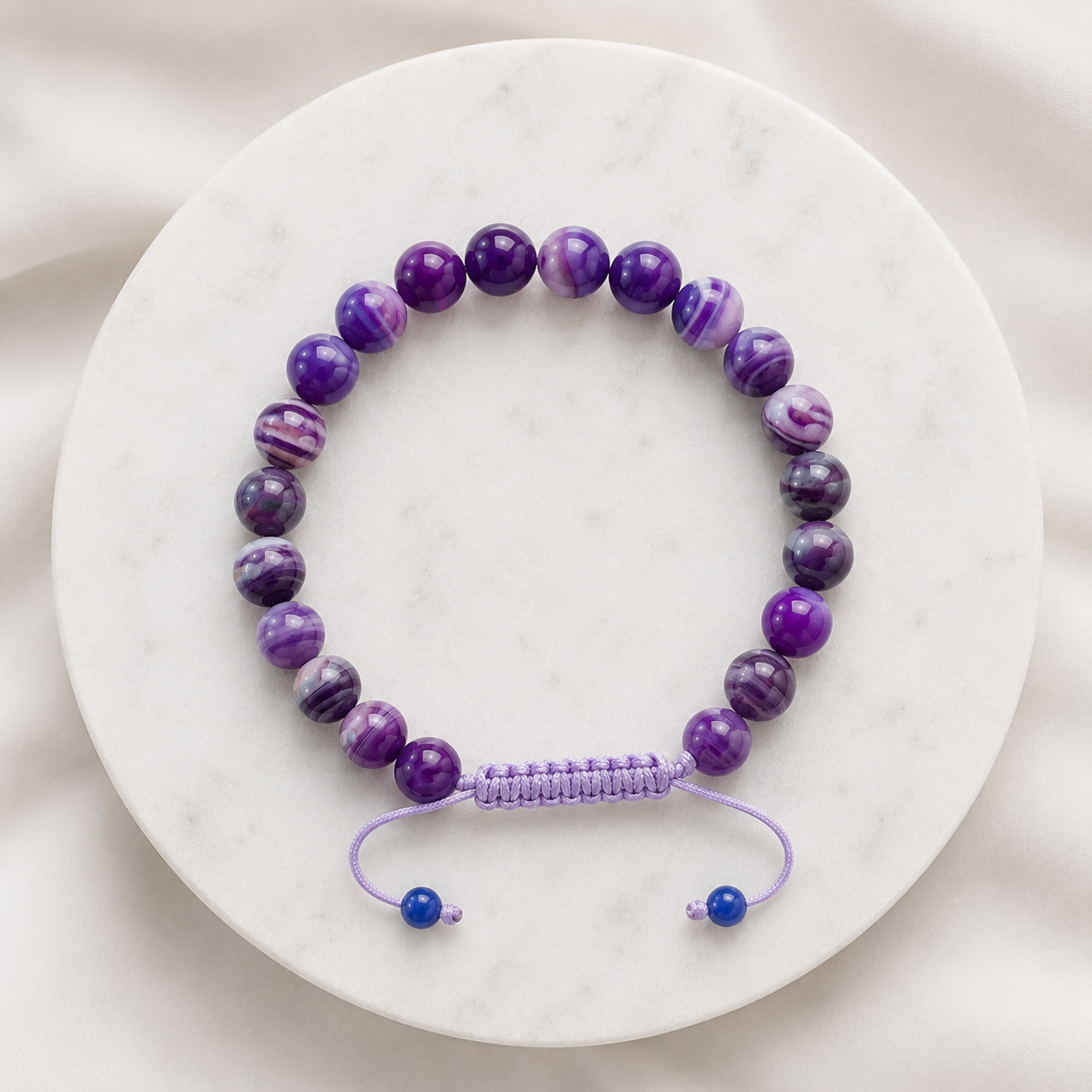 Natural Amethyst Stone Bracelet – Purple Crystal Stretch Wristband