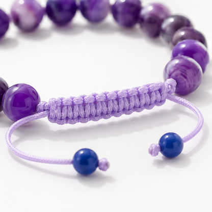 Natural Amethyst Stone Bracelet – Purple Crystal Stretch Wristband