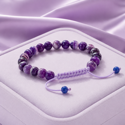 Natural Amethyst Stone Bracelet – Purple Crystal Stretch Wristband