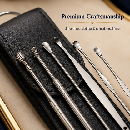 Professional Ear Cleaning Kit with Earwax Removal Tools & PU Leather Case