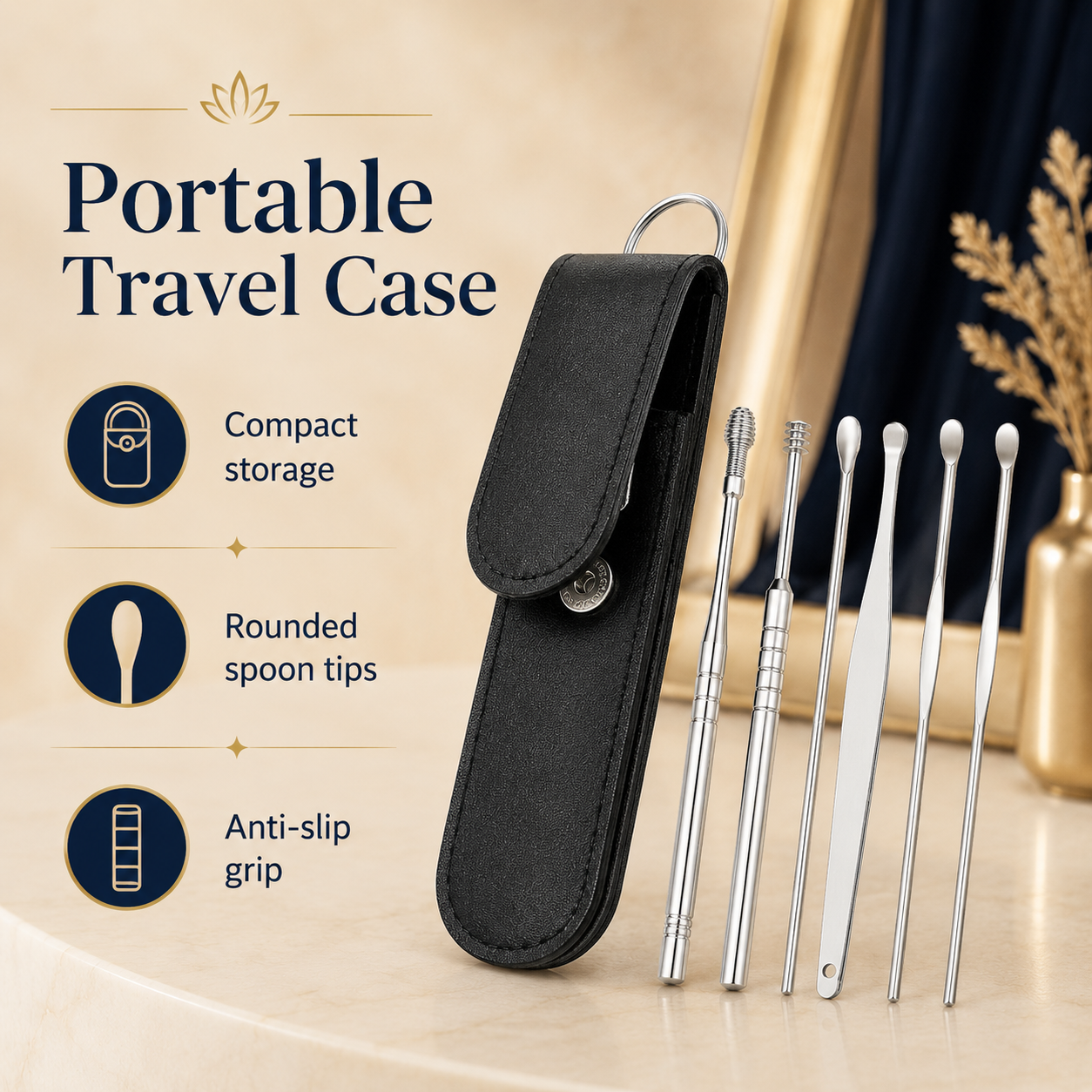 Professional Ear Cleaning Kit with Earwax Removal Tools & PU Leather Case