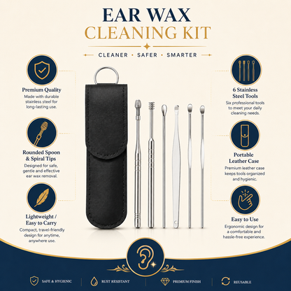 Professional Ear Cleaning Kit with Earwax Removal Tools & PU Leather Case