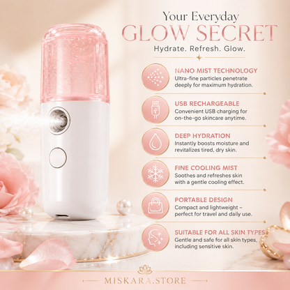 Portable Nano Facial Mist Sprayer – USB Rechargeable Face Humidifier &amp; Hydrating Beauty Device