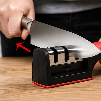 3 Stage Kitchen Knife Sharpener Manual Sharpening Tool with Non-Slip Base