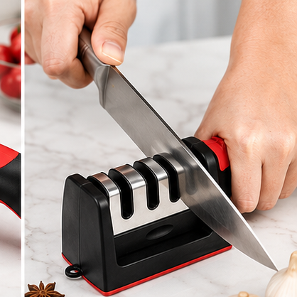3 Stage Kitchen Knife Sharpener Manual Sharpening Tool with Non-Slip Base
