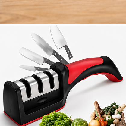 3 Stage Kitchen Knife Sharpener Manual Sharpening Tool with Non-Slip Base