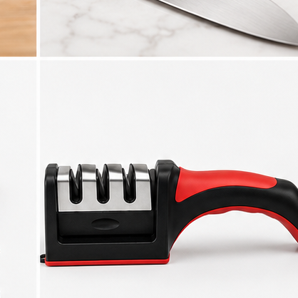 3 Stage Kitchen Knife Sharpener Manual Sharpening Tool with Non-Slip Base