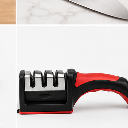 3 Stage Kitchen Knife Sharpener Manual Sharpening Tool with Non-Slip Base