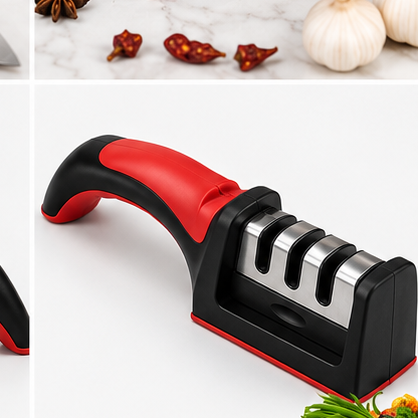 3 Stage Kitchen Knife Sharpener Manual Sharpening Tool with Non-Slip Base