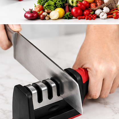 3 Stage Kitchen Knife Sharpener Manual Sharpening Tool with Non-Slip Base
