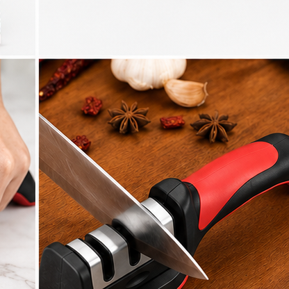 3 Stage Kitchen Knife Sharpener Manual Sharpening Tool with Non-Slip Base