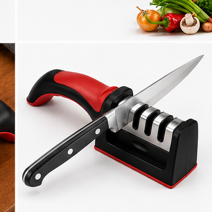 3 Stage Kitchen Knife Sharpener Manual Sharpening Tool with Non-Slip Base